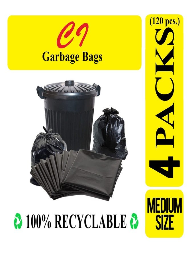 Ci C I Garbage Bags 19 X 21 Inches (Medium) 120 Bags (4 Packets) Dustbin Bag/Trash Bag - Black Color - Image 3